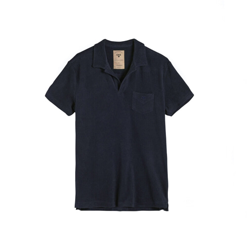 OAS - Solid Navy Terry Skipper Collar Shirt
