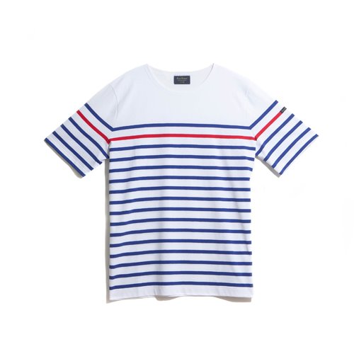 Le Minor - Sailor Stripe T-Shirt with Red Stripe (D69) - Base Blanche