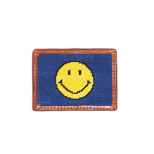Smathers And Branson - Smathers &amp; Branson x Smiley (Classic Navy) Needlepoint Credit Card Wallet