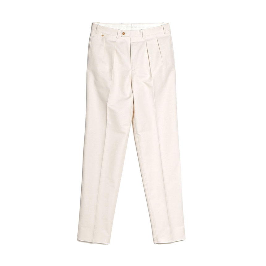 BAC J Fit Double Pleats Biologique Cotton Trousers - Natural