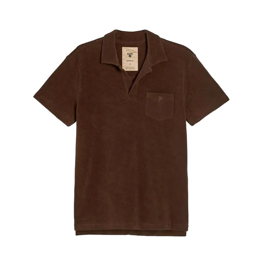 Solid Brown Terry Skipper Collar Shirt